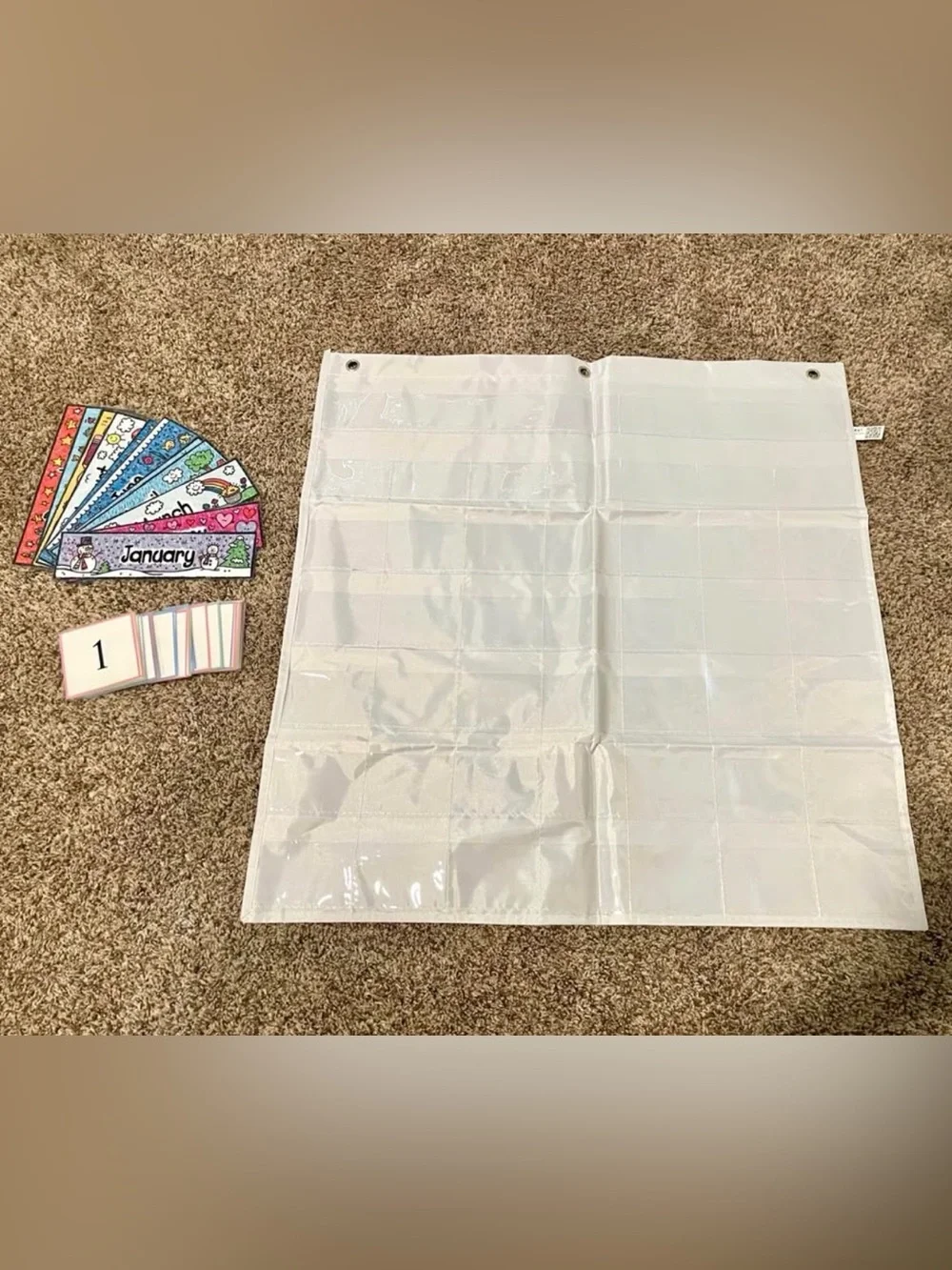 Clear Pocket Chart Calendar with Colorful Month Cards